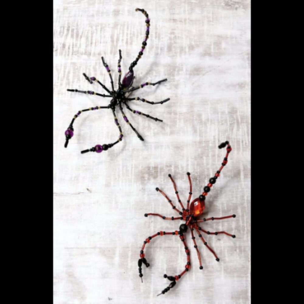 Halloween Beaded Ornate Body Scorpion Clips Holiday Favors 2 Piece Set